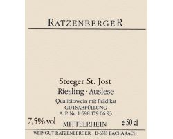 Steeger st. jost auslese goldkapsel  8%  0,50  2003  riesling
